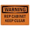 Signmission Safety Sign, OSHA WARNING, 7" Height, Rep Cabinet Keep Clear, Landscape OS-WS-D-710-L-12376 - alternate 1